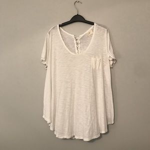 white short sleeved semi sheer flowy tunic